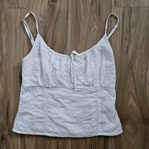 Abercrombie & Fitch White Eyelet Tank Top, Size Medium